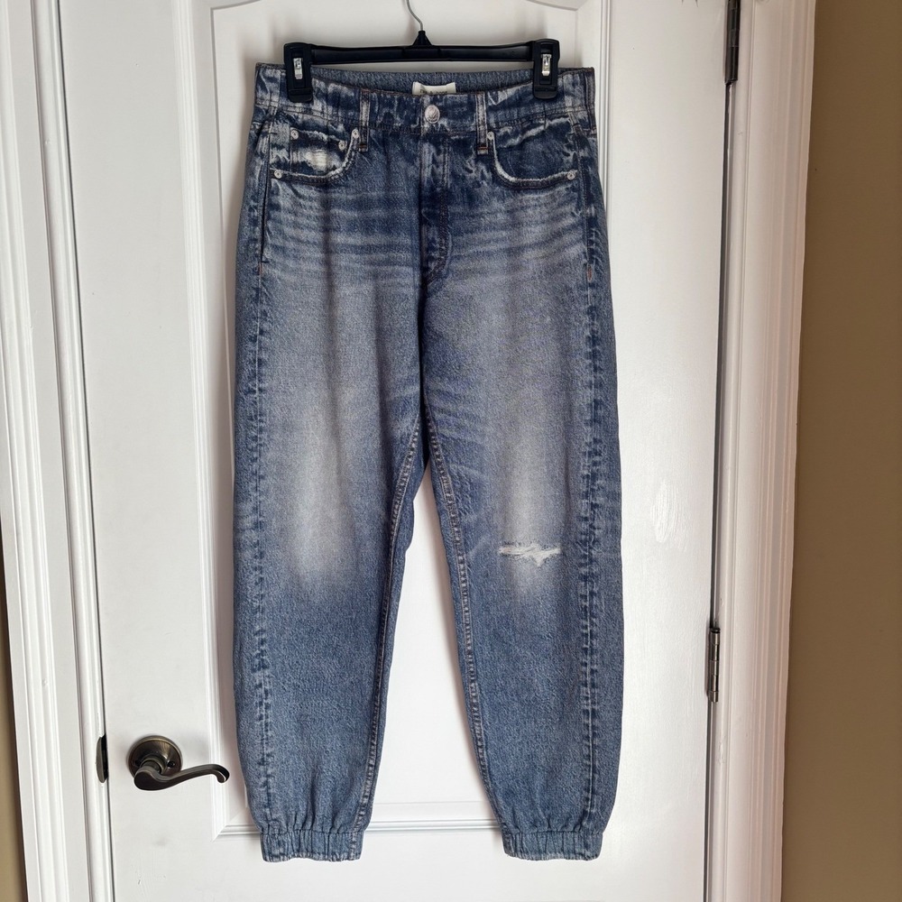 Rag & Bone Miramar Jogger Sweatpants Blue Denim Print Terry Size M